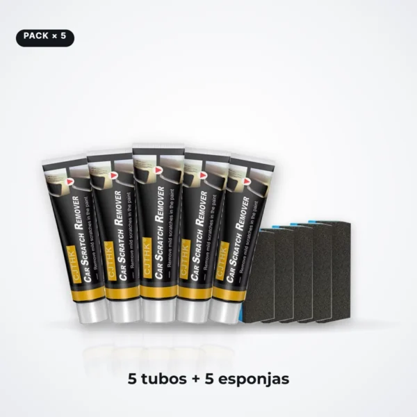 Pack de 5 tubos de crema quita arañazos con 5 esponjas